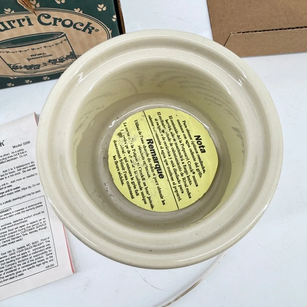 Rival Potpourri Crock Electric Simmering Cooker Beige Seashell Stoneware 3206SS